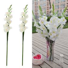 One cream allium flower on a long stem beautiful cream and yellow flowers will match most flower arrangement color schemes ideal as filler, to use with bouquets, table arrangements, for mother's day, spring. 1 Artificial Purple Gladiolus Flower With Long Stem For Flower Arrangements Wedding Decor Scrapbooking Papercraft