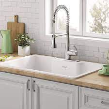 These sinks feature a layer of porcelain enamel over the undermount sinks are more difficult and costly to install. Quince 33x22 Inch Cast Iron Sink American Standard