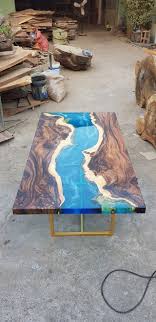 Blue River Table Top With Epoxy Inlay Senna Siamea Wood Etsy Diy Resin Table Wood Resin Table Epoxy Wood Table