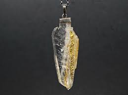 Big Quartz Pendant Black Silver Gold Quartz Crystal Necklace Etsy Quartz Pendant Quartz Crystal Necklace Raw Crystal Necklace