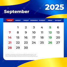 September 2025 Calendar Vector Template Download on Pngtree