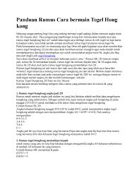 Panduan Rumus Cara Bermain Togel Hong Kong By Bungaasmara219 Issuu