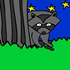 Naughty Raccoon Throwing Poop Animation GIF 