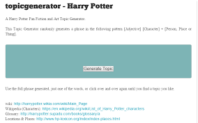 What should i draw break through your artist s block. Harry Potter Topic Generator Topicgenerator