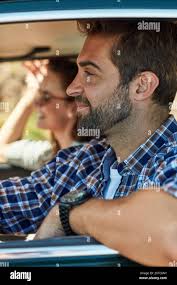 Couple driving car paris hi-res stock photography and images