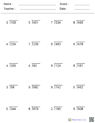 The numbers for each divisor and quotient may be individually varied to generate different sets of division problems. Division Worksheets Printable Division Worksheets For Teachers