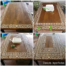 Indian Inlay Stenciled Tabletop Stenciled Table Furniture Makeover Stencil Furniture