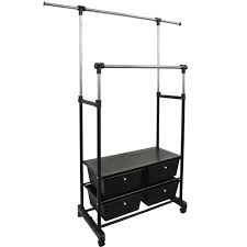These are brilliant if you need to replace a broken rail in . Store Fully Adjustable Double Wardrobe Hanging Clothes Rail With Drawers Black Silver Watson S On The Web Furniture Storage And Homewares