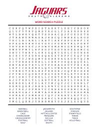 south alabama jaguar athletics on twitter looking for a study break or fun activity at home with the kids here s a free printable word search download the pdf on the southpaw kids
