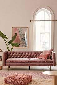 Blushing Beauty Velvet Sofa Living Room Velvet Furniture Velvet Tufted Sofa