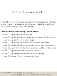 top 8 city clerk resume samples