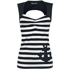Rockabella Top Vrouw Ivy Top Zwart Wit Rockabilly Stijl Mode Alternatieve Kleding