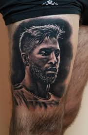 Sergio ramos garcia or simply sergio ramos was born in 1986 on 30th of march in camas of this young spaniard is known for his fit body and some wonderful tattoo on it, making him one the. Sergio Ramos Black And Grey Style Portrait Tattoo On