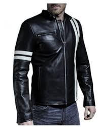 Black And White Striped Jacket Mens Drivers Black White Stripes Motorcycle Leather Jacket Leather Jacket Style Leather Jacket Men Leather Jacket Men Style