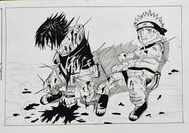 How i draw anime characters. 2nd Drawing From Zabuza Fight Scene I Drew This Without Any Reference Image So It Is Little Bit Different From The Actual Scene Pewdiepiesubmissions