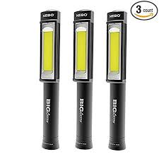 Nebo 3 Pack 6306 Big Larry 400 Lumen Flashlight Cob Led Magnetic Worklight With Batteries Black Review Flashlight Led Work Light Led