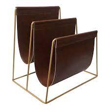 Check spelling or type a new query. Golden Metal And Brown Faux Leather Magazine Holder At Home