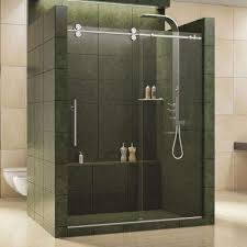 Enigma 56 In To 60 In X 79 In Frameless Sliding Shower Door In Polished Stainless Steel And 1 2 In Exclusive Glass Duschtur Duschwand Glas Eckduschen