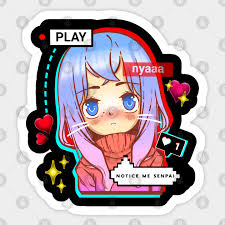 Anime Shirt for Girl Notice Me Senpai Nyaa Tyan Catgirl Neko T-Shirt -  Notice Me Senpai Anime - Sticker | TeePublic