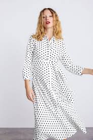 Black And White Spot Midi Dress Zara Long Polka Dot Dress Mom Woman Corner Shops Zara United States Lange Jurken Jurk Met Stippen Jurken