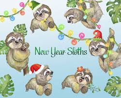Watercolor Sloth Tropical Clipart Jungle Animal New Year Etsy In 2021 Cute Australian Animals Sloth Sloths Funny