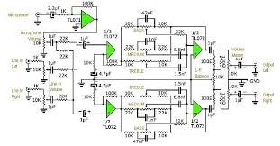 A microphone is used to capture some sort of sound and produce an electrical signal according to it. Active Stereo Tone Control Circuit Include Microphone Preamplifier And Line In Mic Mixer Volume Control Audio Amplifier Electronic Schematics Circuit Diagram