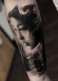 Black And White Realism Koi Tattoo Realistic Geisha Tattoo Geisha Tattoo Geisha Tattoo Design Geisha Tattoo For Men