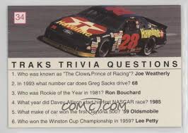 Here we present you 100+ trivia question and answers related to 90's west music. 1993 Traks Trivia Base 34 Davey Allison