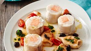 Zander Lachs Roulade Mit Calamari Und Oliven Rezept Lebensmittel Essen Riesengarnelen Essen