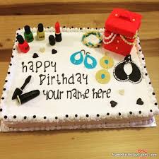 For young girls, a cake could be based around a make up, princess theme, tv show or friends. Makeup Birthday Cake With Name