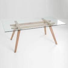 Table A Manger Rectangulaire En Verre Et Chene Massif Loveneta Sala De Jantar Ideias Casas