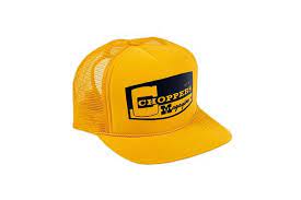 Choppers Magazine Choppers Badge Yellow Trucker Hat Trucker Dad Hats Trucker Hat