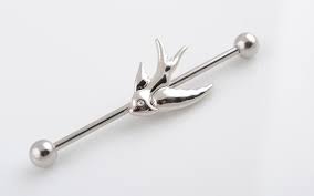 3d Bird Industrial Barbell 14 Gauge Surgical Steel Barbell Stud Earrings Body Jewelry