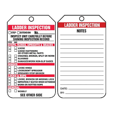As each item on the checklist is ticked off, the person doing the inspection is verifying that each component of the equipment is in correct working order. Ladder Inspection Checklist Safety Tag