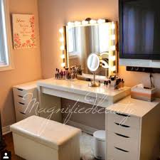 Ikea Vanity By Magnifiedbeauty On Instagram Malm Dressing Table 150 Alex Drawers Each 80 Total 160 Stave Mirr Beauty Room Vanity Ikea Vanity Beauty Room