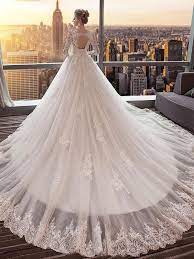 A Line Cathedral Train Royal Lace Wedding Dresses With 3 4 Sleeves Swd0044 Long Train Wedding Dress Princess Wedding Dresses Wedding Dress Train