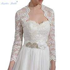 White lace maxi dress maxi wrap dress maxi dress with sleeves dress long affordable wedding dresses simple wedding dress with v neck and lace straps by savannah miller #weddingdress. Sapphire Bridal Women S Lace Long Sleeve Backless Bolero Jacket Wedding Bridal Wraps Wedding Jackets Wrap Aliexpress