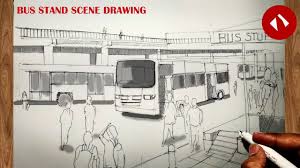 Bus stops should have good ergonomics and wayfinding elements. Bus Stand Scene Drawing Easy Draw A Bus Stand Youtube
