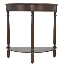 A lower shelf doubles your storage capability. Decor Therapy Simplicity 29 In Walnut Half Round Wood Console Table With Storage Fr1478 The Home Depot Half Round Table Decor Therapy Wood Console Table