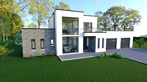 Pavillon Type R1 Avec Toit Plat Proposant 4 Chambres 1 Bureau Double Garage Environs 170m Habitable Maison Piscine Moderne Maison Arlogis Maison Cubique