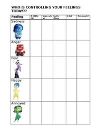 Inside Out Feelings Worksheets Teaching Resources Tpt