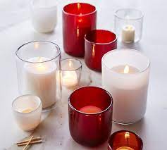 Sold and shipped by sullivans. Modern Glass Votive Candle Holder Red Pottery Barn