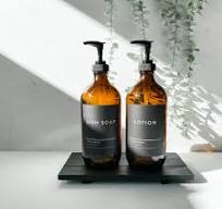 Amber Glass Lotion Dispenser Bottle, Black Label