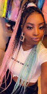 Pink And Blue Box Braids Blue Box Braids Pink Box Braids Girls Hairstyles Braids