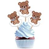 Baby shower invitation template with teddy. Amazon Com Baby Boy Teddy Bear Dessert Cupcake Toppers Baby Shower Clear Treat Picks Set Of 24 Toys Games