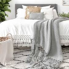 Browse our great low prices & discounts on the best king blankets. Long Tassel Throw Blanket Grey Pom Pom Throw Blanket Large Etsy King Size Bed Throws King Size Blanket Cream And Grey Bedroom
