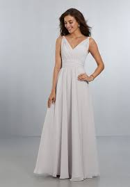 Chiffon Bridesmaids Dress With V Neckline And V Back Morilee