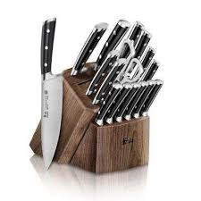 Ts Series Swedish Sandvik Steel Forged 17 Piece Knife Block Set In Walnut Best Kitchen Knife Set Knife Set Kitchen Knife Block Set