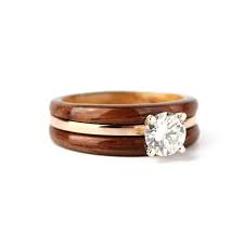 Rosewood And Maple Engagement Ring With Rose Gold And Diamond Wood And Metal Engagement Wooden Rings Engagement Wood Wedding Ring Women Wooden Wedding Ring