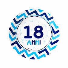 Piatto Per Feste Di 18esimo Compleanno Piatto 18 Anni Chevron Blu Diam 21 Cm Pz 10 Magicparty 18compleanno Piatti Per Feste Chevron Piatti